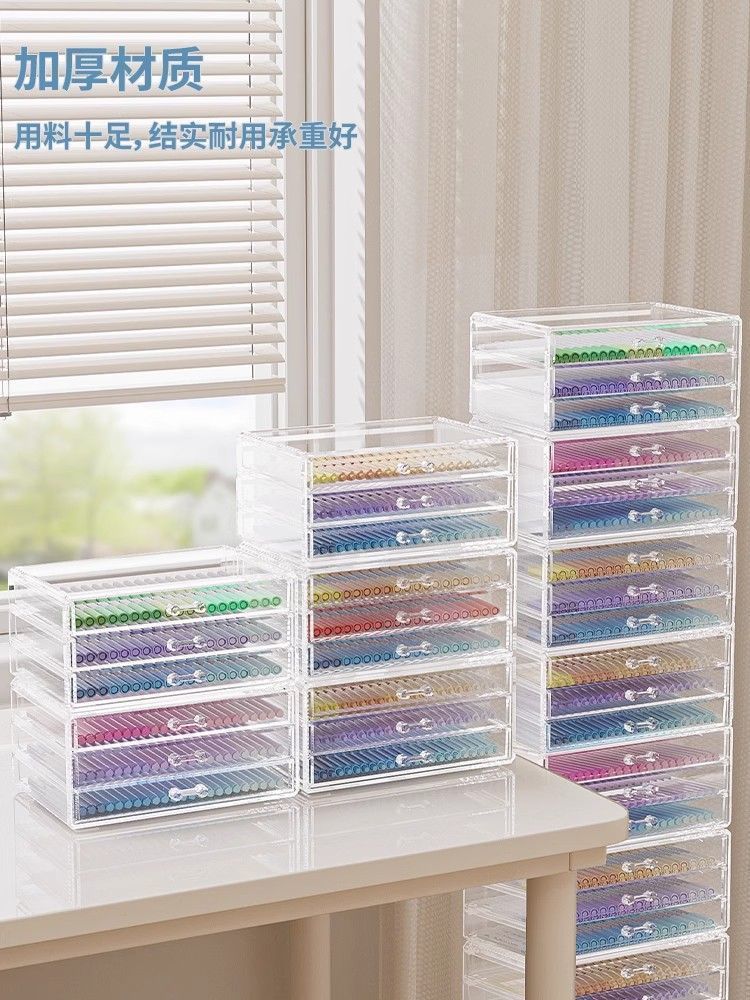 透明收纳盒文具收纳盒大容量透明铅笔收纳笔筒装彩铅蜡笔素描笔袋 detail 3
