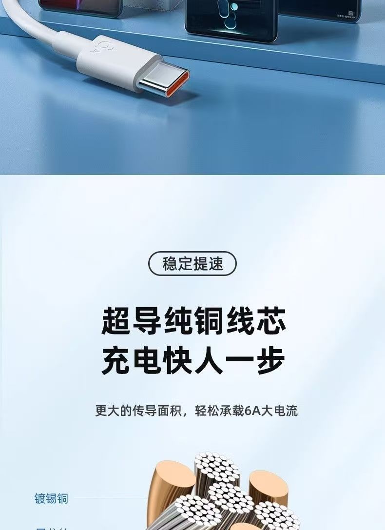 120w数据线适用小米14手机快充线14pro极速闪充typec充电线6A加长 detail 6