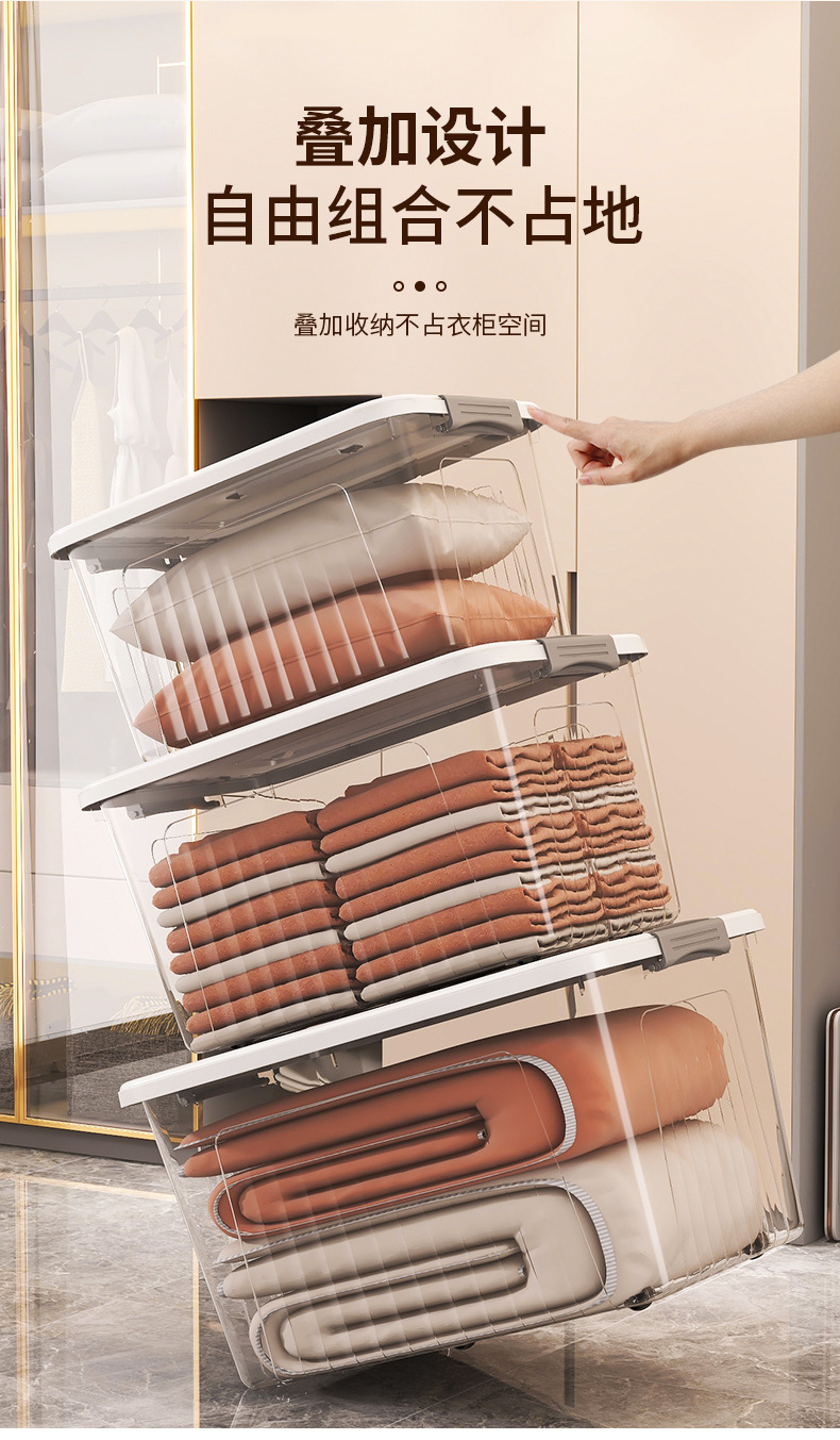 一件代发透明收纳箱家用衣服储物箱玩具收纳盒大容量收纳整理箱 detail 8