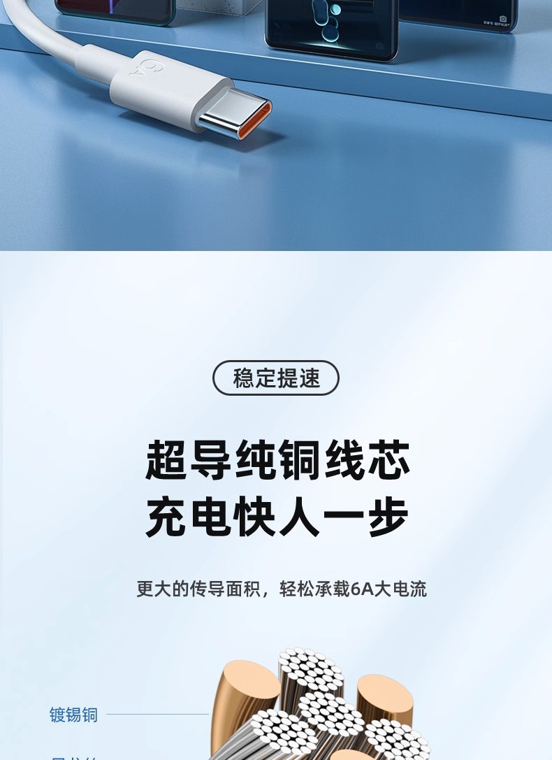 6a超级快充数据线适用荣耀华为66w快充线typec充电线工厂现货批发 detail 14
