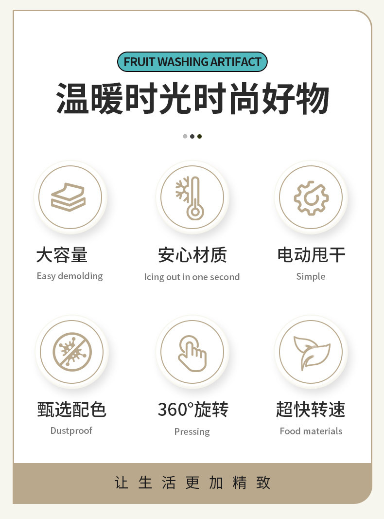 厨房用品洗菜盆沙拉蔬菜脱水器家用神器沥水甩干机水果手动甩菜盆 detail 2