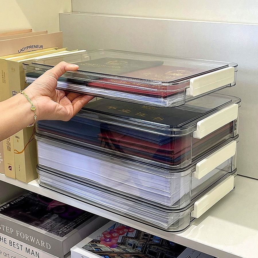 试卷收纳盒学霸专属整理盒透明户口本初中毕业证件a4纸文件收纳盒 detail 7