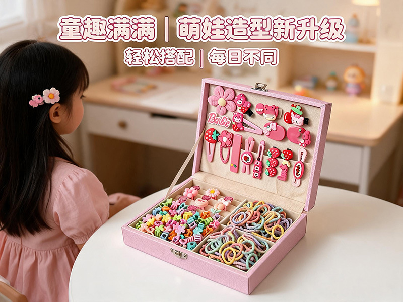 儿童发饰收纳盒小女孩头绳皮筋饰品盒发夹发卡头饰大容量首饰盒子 detail 8