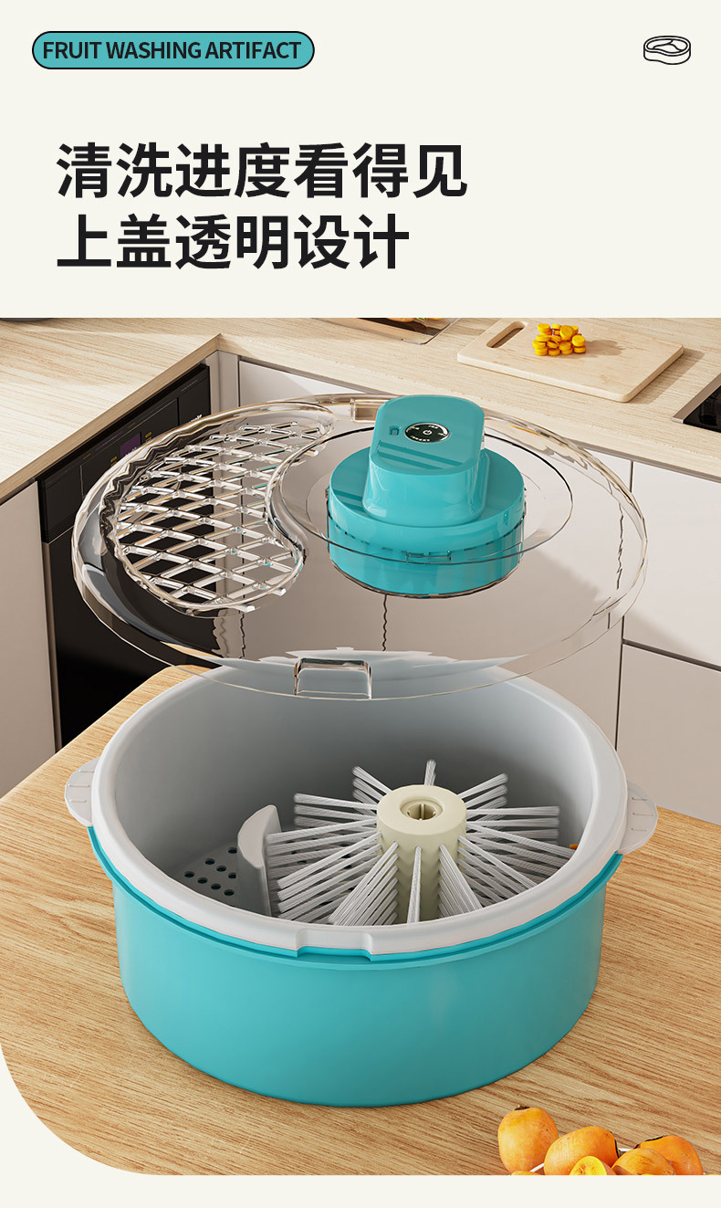 厨房用品洗菜盆沙拉蔬菜脱水器家用神器沥水甩干机水果手动甩菜盆 detail 13
