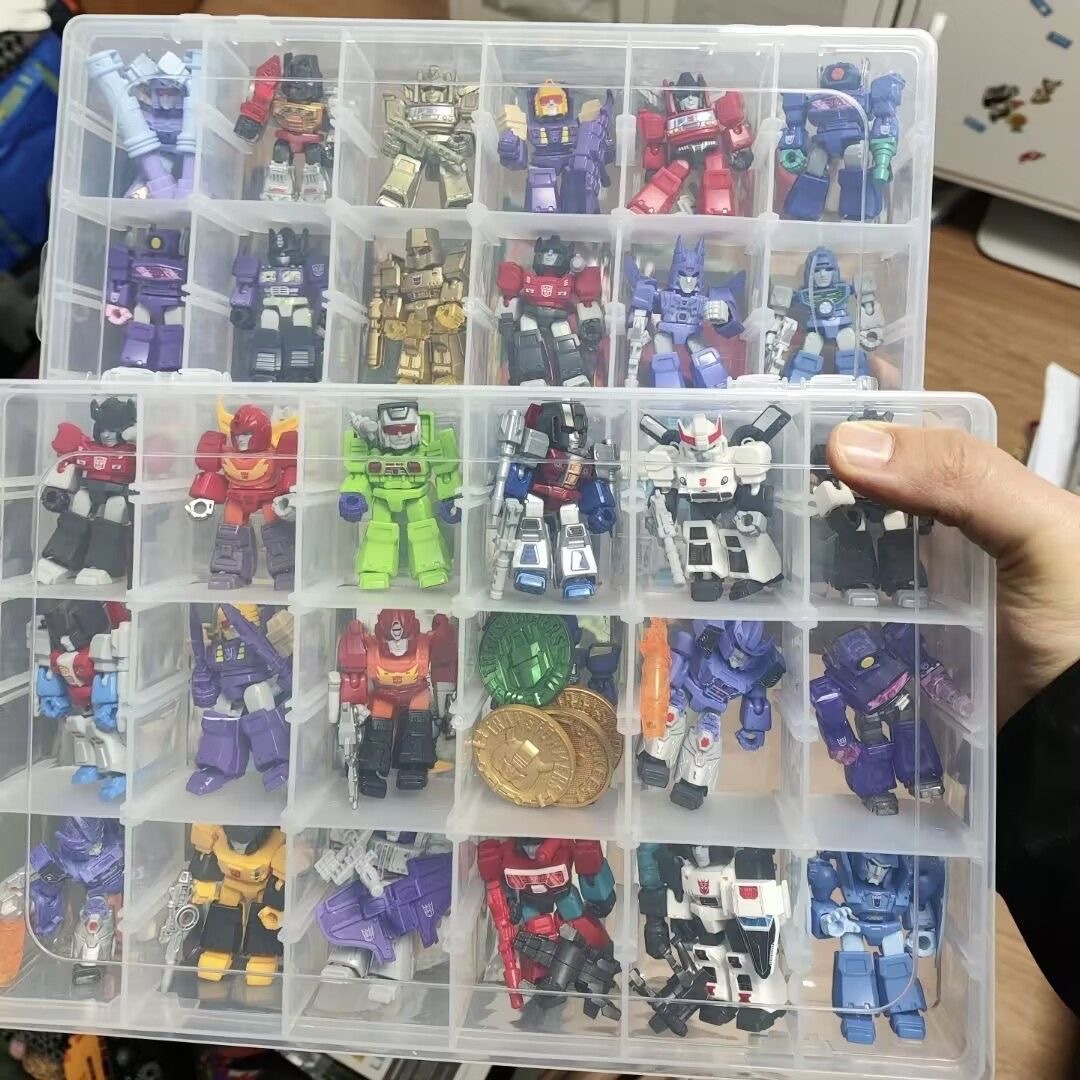 儿童布鲁克收纳盒防尘叠加透明展示盒桌面迷你乐高积木人可拆隔板