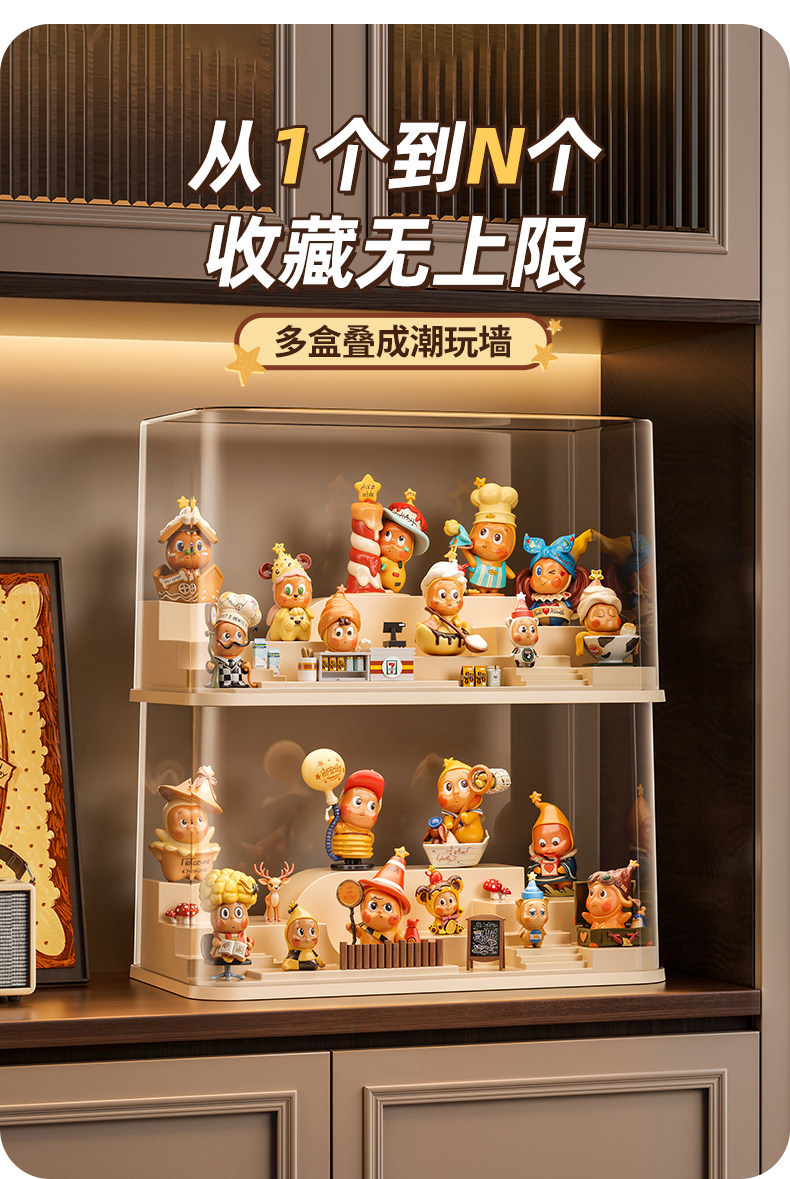 儿童布鲁克收纳盒防尘叠加透明展示盒桌面迷你乐高积木人可拆隔板 detail 5