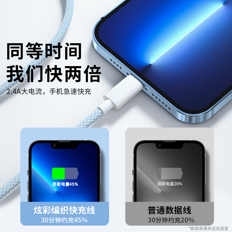 【加粗铜丝】适用苹果14iPhone13promax快充线PD20W编织数据线30W 3