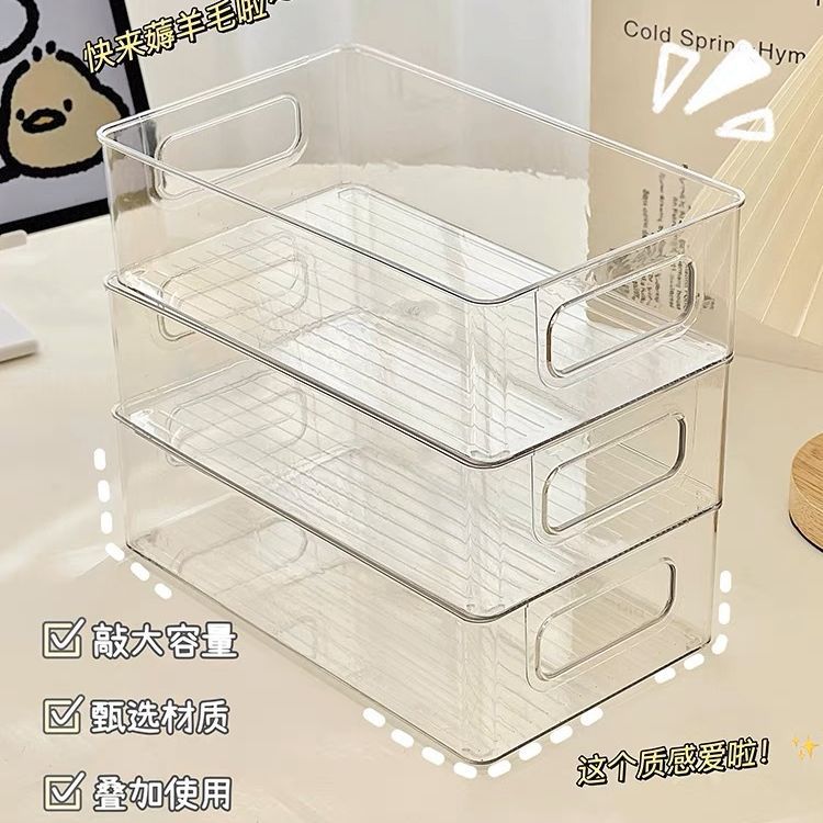 桌面收纳盒化妆品面膜口红护肤品透明PET首饰盒收纳办公室收纳筐 3